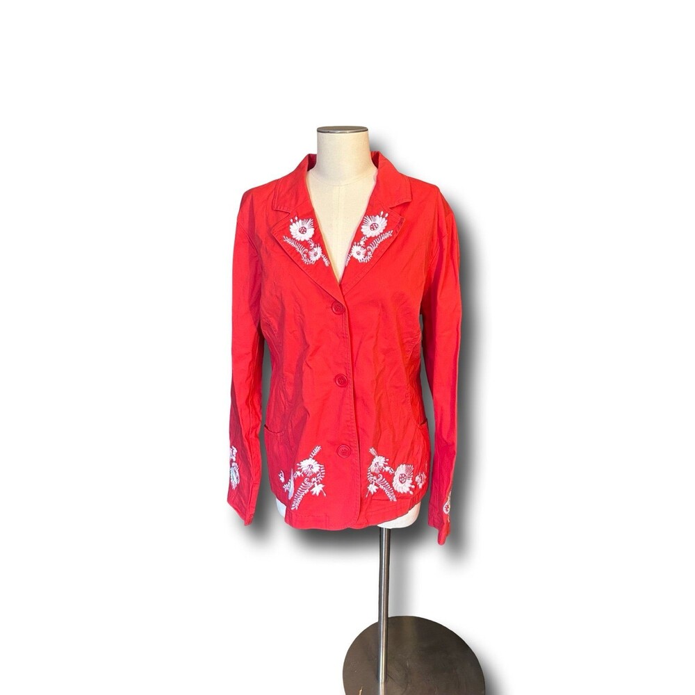 Denim & Co red floral long sleeve